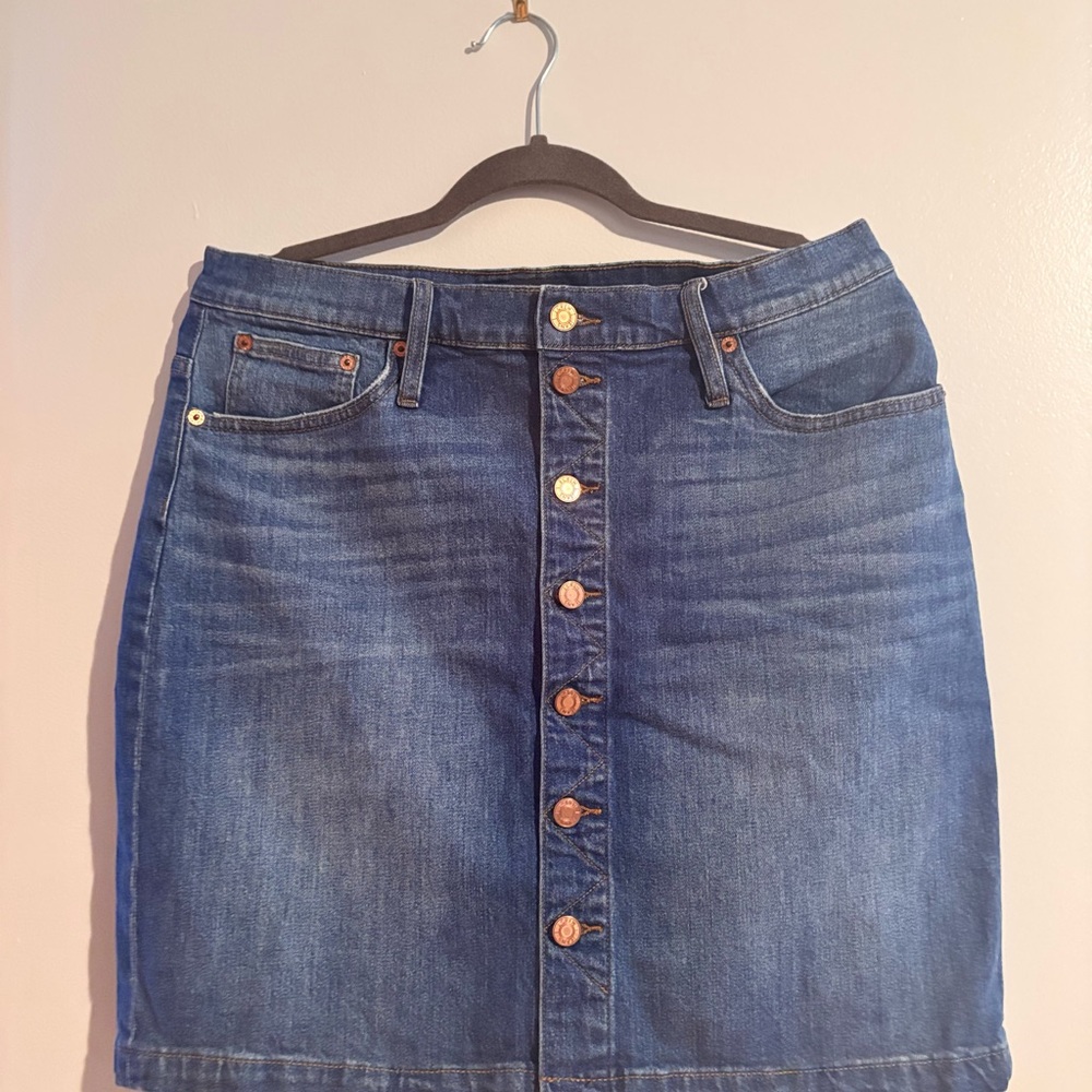 Denim Button-Front Skirt